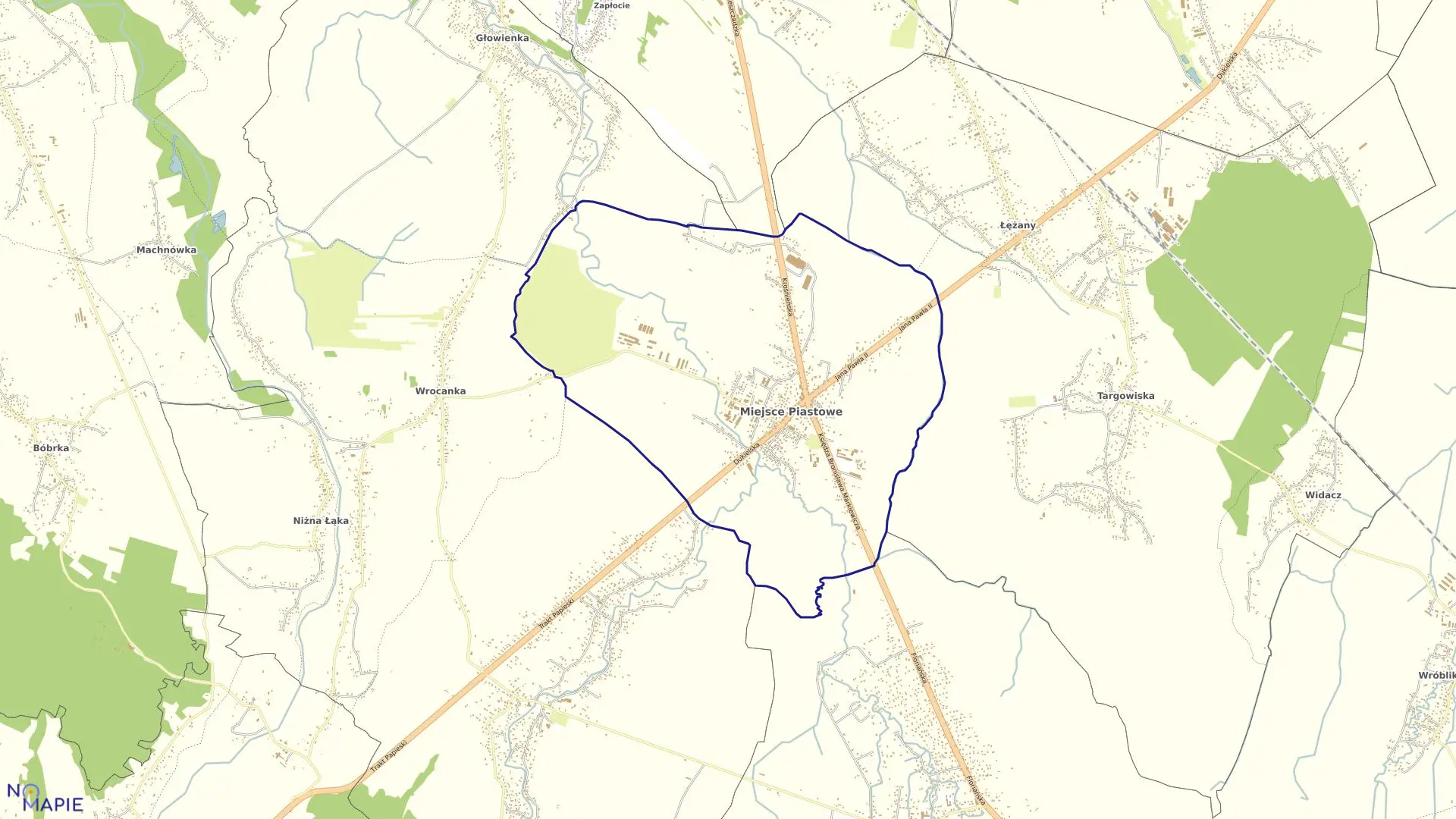 Mapa obrębu Miejsce Piastowe w gminie Miejsce Piastowe