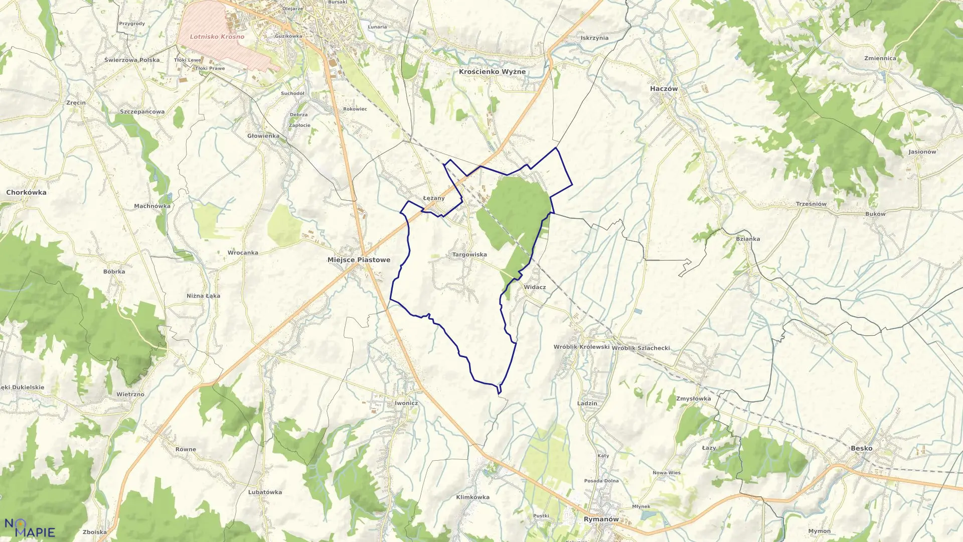 Mapa obrębu Targowiska w gminie Miejsce Piastowe